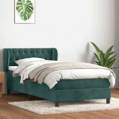 Box Spring krevet s madracem tamnozeleni 80x220 cm baršun - Tamnozelena 80 x 220 cm Dizajn s gumbima Cijena