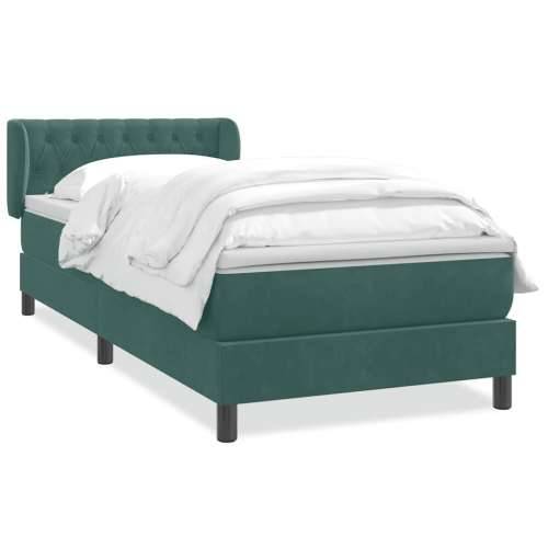 Box Spring krevet s madracem tamnozeleni 80x220 cm baršun - Tamnozelena 80 x 220 cm Dizajn s gumbima Cijena