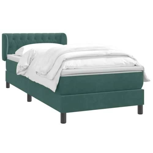 Box Spring krevet s madracem tamnozeleni 80x220 cm baršun - Tamnozelena 80 x 220 cm Dizajn s gumbima Cijena