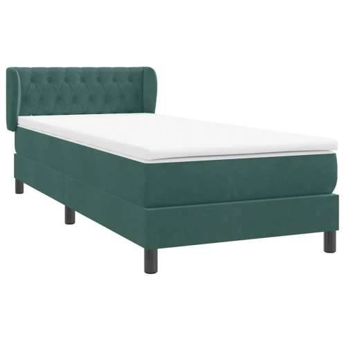 Box Spring krevet s madracem tamnozeleni 80x220 cm baršun - Tamnozelena 80 x 220 cm Dizajn s gumbima Cijena