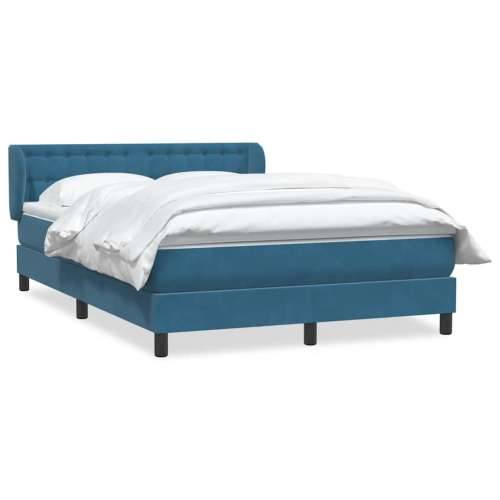 Box Spring krevet s madracem tamnoplavi 140x220 cm baršun - Tamno plava 140 x 220 cm gumbi Cijena