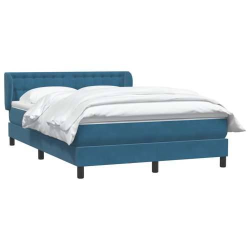 Box Spring krevet s madracem tamnoplavi 140x220 cm baršun - Tamno plava 140 x 220 cm gumbi Cijena