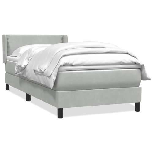 Box Spring krevet s madracem svijetlo sivi 90x210 cm baršun - Svjetlosiva 90 x 210 cm Obično s čavlima Cijena