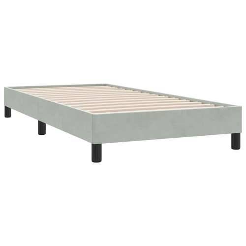 Box Spring krevet s madracem svijetlo sivi 90x210 cm baršun - Svjetlosiva 90 x 210 cm Obično s čavlima Cijena