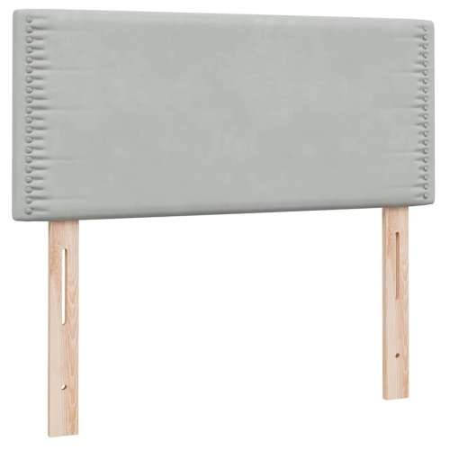 Box Spring krevet s madracem svijetlo sivi 90x210 cm baršun - Svjetlosiva 90 x 210 cm Obično s čavlima Cijena