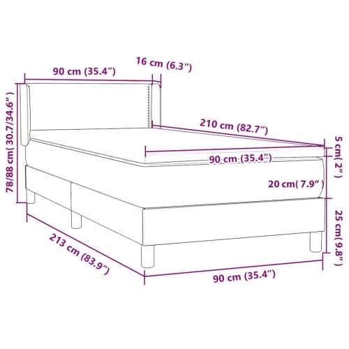 Box Spring krevet s madracem svijetlo sivi 90x210 cm baršun - Svjetlosiva 90 x 210 cm Obično s čavlima Cijena