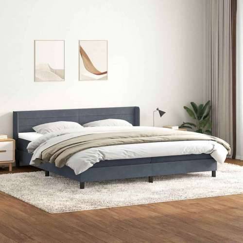 Box spring krevet s madracem tamnosivi 200x210 cm baršunasti - 200 x 210 cm vodoravne pruge Tamno siva Cijena