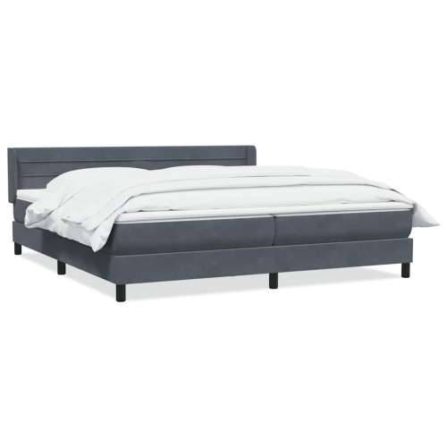 Box spring krevet s madracem tamnosivi 200x210 cm baršunasti - 200 x 210 cm vodoravne pruge Tamno siva Cijena