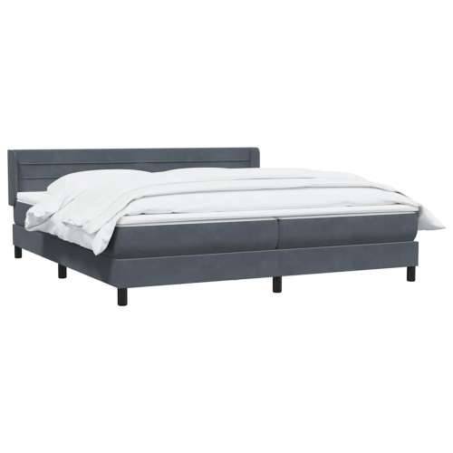 Box spring krevet s madracem tamnosivi 200x210 cm baršunasti - 200 x 210 cm vodoravne pruge Tamno siva Cijena