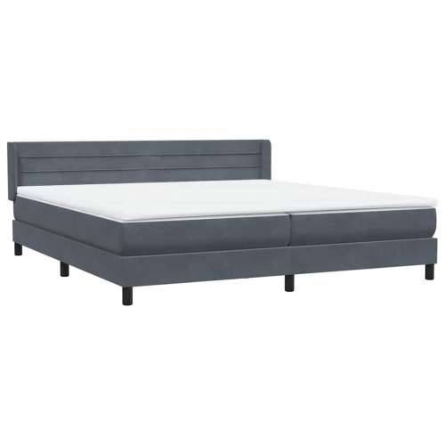 Box spring krevet s madracem tamnosivi 200x210 cm baršunasti - 200 x 210 cm vodoravne pruge Tamno siva Cijena