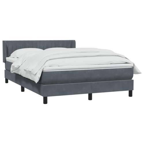 Box spring krevet s madracem tamnosivi 140x210 cm baršunasti - 140 x 210 cm Okomite pruge Tamno siva Cijena