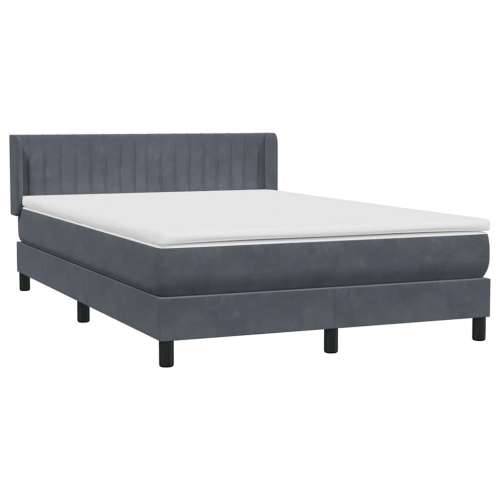 Box spring krevet s madracem tamnosivi 140x210 cm baršunasti - 140 x 210 cm Okomite pruge Tamno siva Cijena