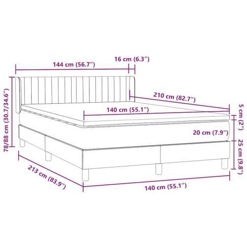 Box spring krevet s madracem tamnosivi 140x210 cm baršunasti - 140 x 210 cm Okomite pruge Tamno siva Cijena