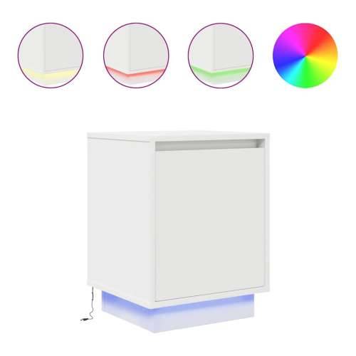 Noćni ormarići s LED svjetlima 2 kom bijeli 38x34x50 cm - Bijela 2 Cijena