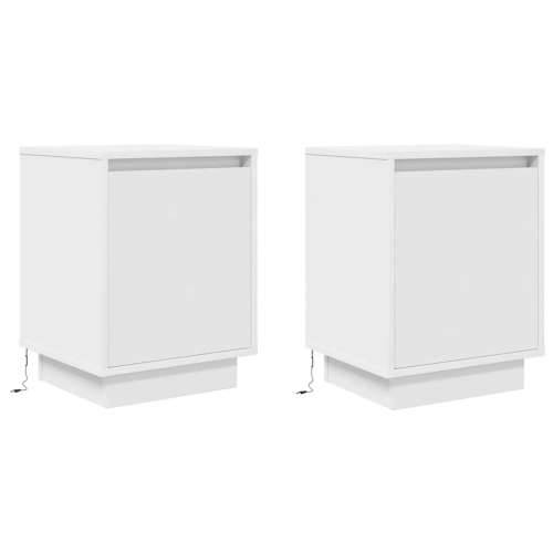 Noćni ormarići s LED svjetlima 2 kom bijeli 38x34x50 cm - Bijela 2 Cijena