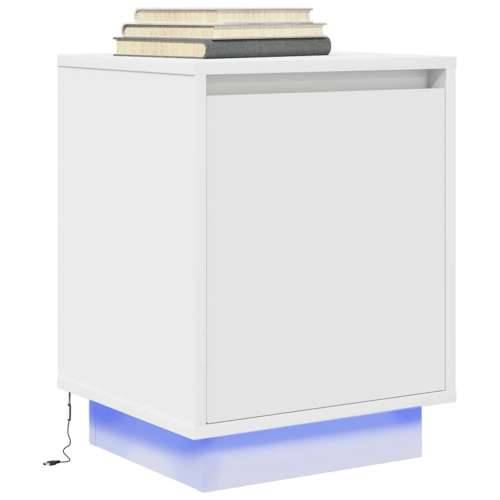 Noćni ormarići s LED svjetlima 2 kom bijeli 38x34x50 cm - Bijela 2 Cijena