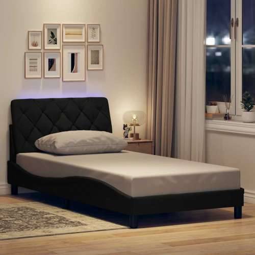 Okvir kreveta s LED-om bez madraca crni 100x200 cm od tkanine - Crna 100 x 200 cm Cijena