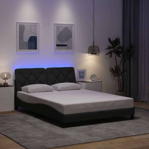 Okvir kreveta s LED-om bez madraca 140 x 190 cm od tkanine - Tamno siva 140 x 190 cm Cijena