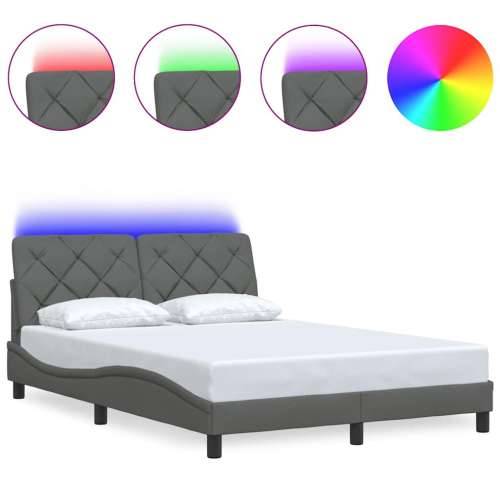 Okvir kreveta s LED-om bez madraca 140 x 190 cm od tkanine - Tamno siva 140 x 190 cm Cijena