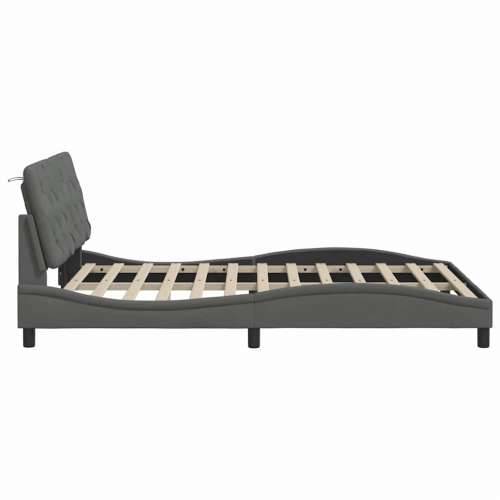 Okvir kreveta s LED-om bez madraca 140 x 190 cm od tkanine - Tamno siva 140 x 190 cm Cijena