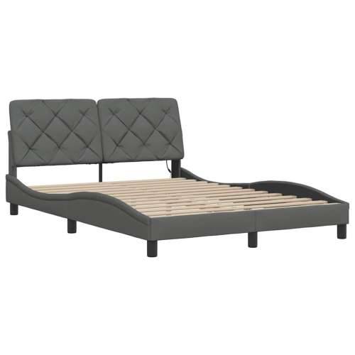 Okvir kreveta s LED-om bez madraca 140 x 190 cm od tkanine - Tamno siva 140 x 190 cm Cijena
