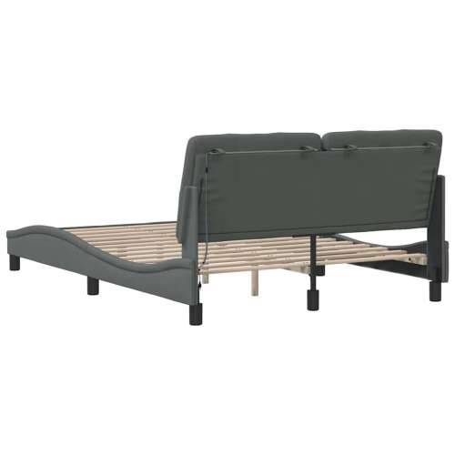 Okvir kreveta s LED-om bez madraca 140 x 190 cm od tkanine - Tamno siva 140 x 190 cm Cijena