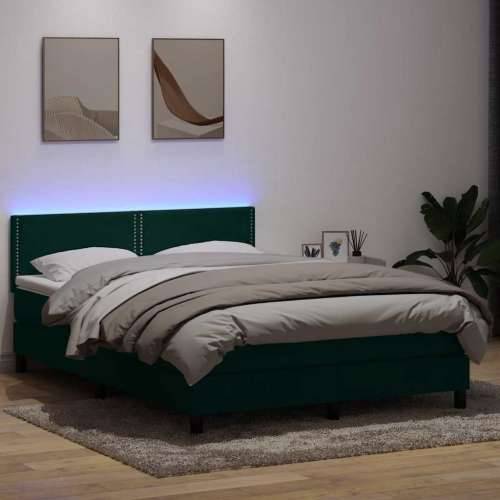 Box spring krevet s madracem tamnozeleni 140x210 cm baršunasti - Tamnozelena 140 x 210 cm Obično s čavlima Cijena