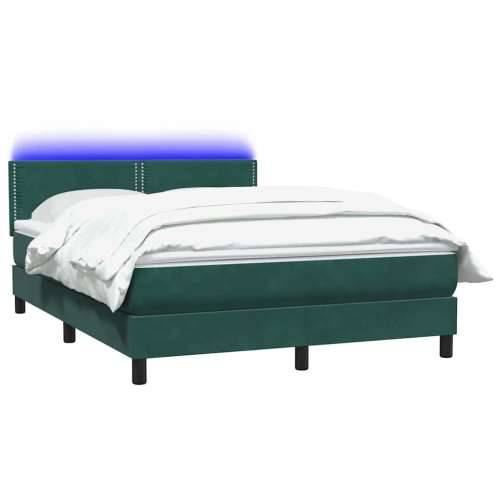 Box spring krevet s madracem tamnozeleni 140x210 cm baršunasti - Tamnozelena 140 x 210 cm Obično s čavlima Cijena