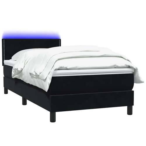 Box spring krevet s madracem crni 80 x 220 cm baršunasti - Crna 80 x 220 cm Obično s čavlima Cijena