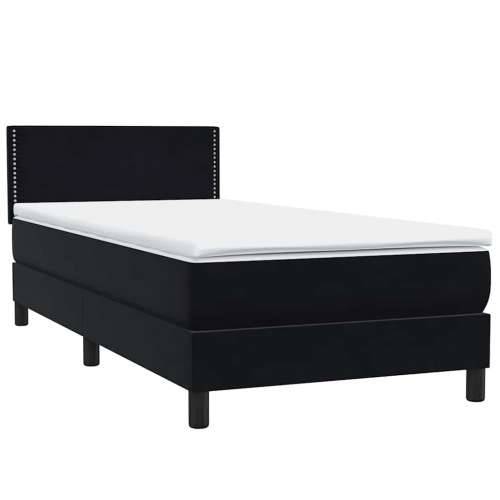 Box spring krevet s madracem crni 80 x 220 cm baršunasti - Crna 80 x 220 cm Obično s čavlima Cijena