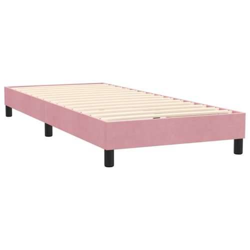 Box Spring krevet s madracem ružičasti 100x220 cm baršun - Ružičasta 100 x 220 cm Obično s čavlima Cijena