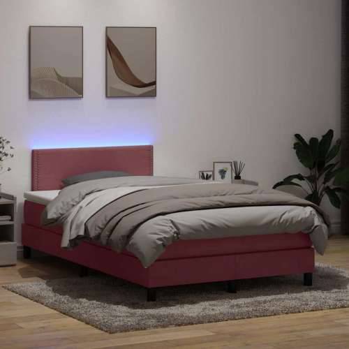 Box Spring krevet s madracem ružičasti 120x220 cm samt - Ružičasta 120 x 220 cm Obično s čavlima Cijena