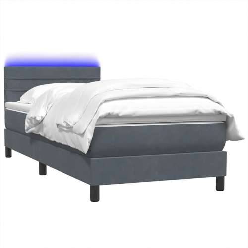 Box Spring krevet s madracem tamno sivi 80x210 cm baršun - Tamno siva 80 x 210 cm vodoravne pruge Cijena