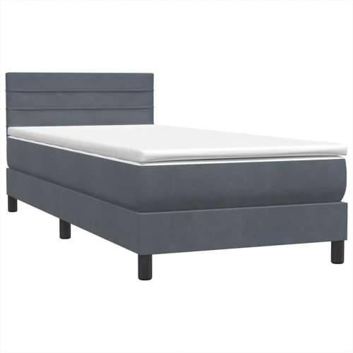 Box Spring krevet s madracem tamno sivi 80x210 cm baršun - Tamno siva 80 x 210 cm vodoravne pruge Cijena