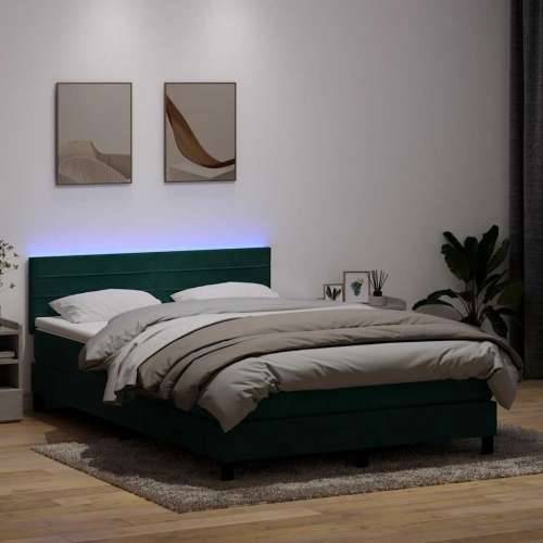 Box spring krevet s madracem tamnozeleni 140x210 cm baršunasti - Tamnozelena 140 x 210 cm vodoravne pruge Cijena
