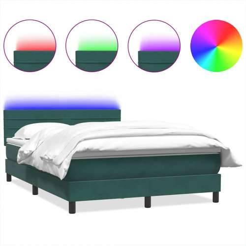 Box spring krevet s madracem tamnozeleni 140x210 cm baršunasti - Tamnozelena 140 x 210 cm vodoravne pruge Cijena