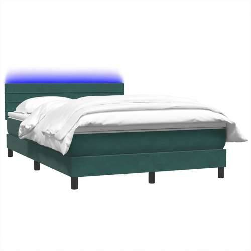 Box spring krevet s madracem tamnozeleni 140x210 cm baršunasti - Tamnozelena 140 x 210 cm vodoravne pruge Cijena