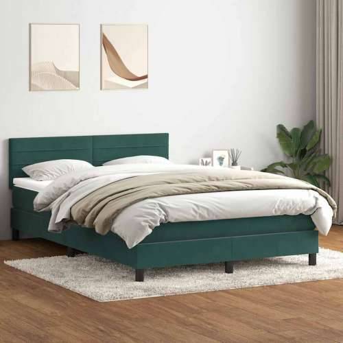 Box spring krevet s madracem tamnozeleni 140x210 cm baršunasti - Tamnozelena 140 x 210 cm vodoravne pruge Cijena