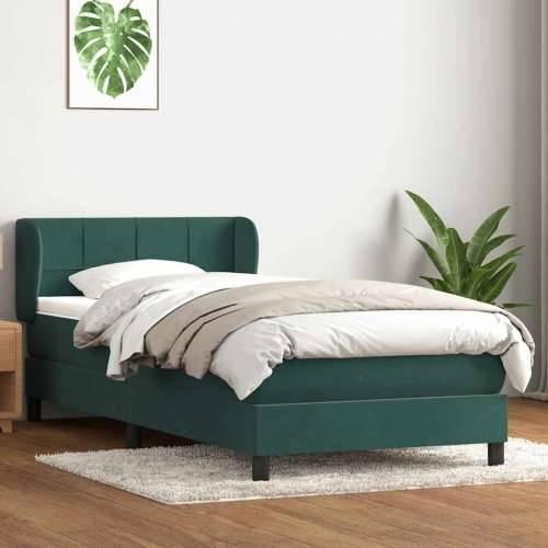 Box Spring krevet s madracem tamnozeleni 80x220 cm baršun - Tamnozelena 80 x 220 cm Blok s kvadratima Cijena