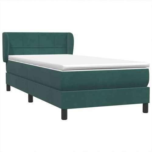 Box Spring krevet s madracem tamnozeleni 80x220 cm baršun - Tamnozelena 80 x 220 cm Blok s kvadratima Cijena