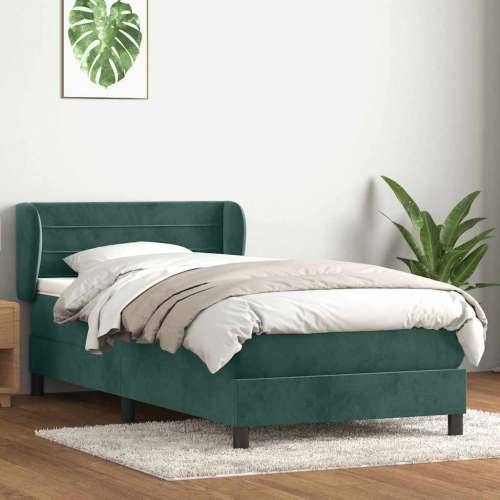 Box Spring krevet s madracem tamnozeleni 90x220 cm baršun - Tamnozelena 90 x 220 cm vodoravne pruge Cijena