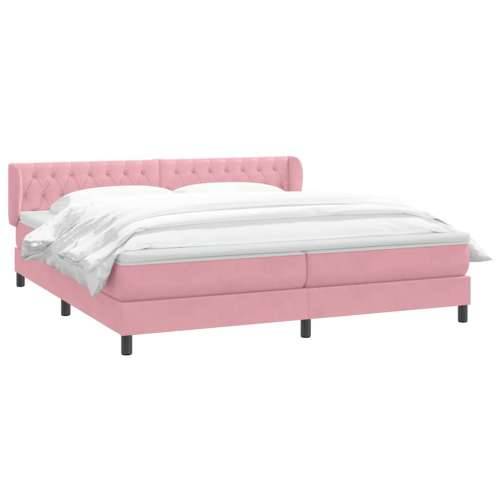 Box Spring krevet s madracima ružičasti 200x210 cm baršun - Ružičasta 200 x 210 cm Dizajn s gumbima Cijena