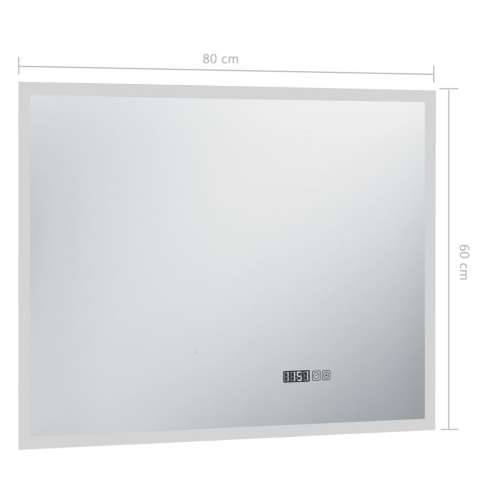 Kupaonsko LED ogledalo sa senzorom na dodir i satom 80 x 60 cm Cijena