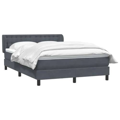 Box spring krevet s madracem tamnosivi 140x210 cm baršunasti - Tamno siva 140 x 210 cm gumbi Cijena