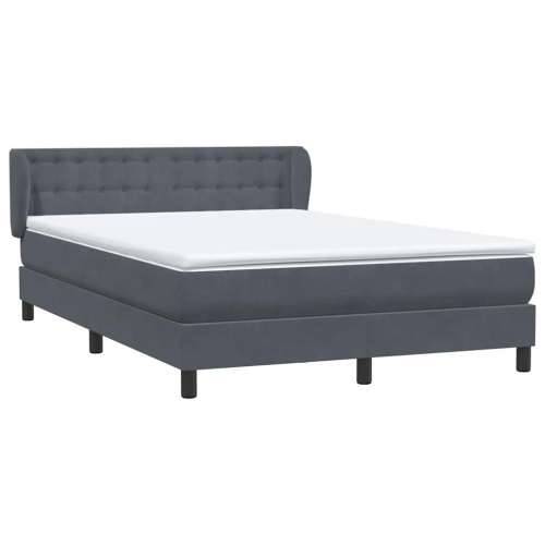 Box spring krevet s madracem tamnosivi 140x210 cm baršunasti - Tamno siva 140 x 210 cm gumbi Cijena