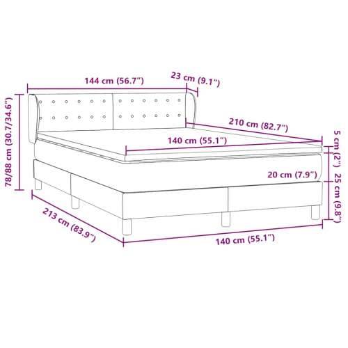 Box spring krevet s madracem tamnosivi 140x210 cm baršunasti - Tamno siva 140 x 210 cm gumbi Cijena