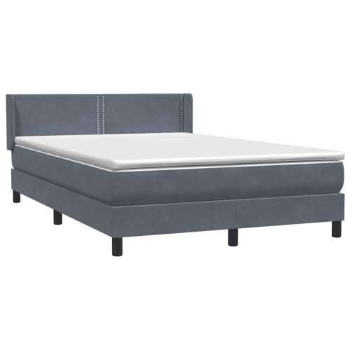 Box spring krevet s madracem tamnosivi 140x210 cm baršunasti - Tamno siva 140 x 210 cm Obično s čavlima Cijena