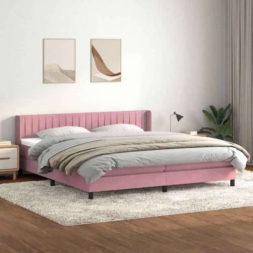 Box Spring krevet s madracem ružičasti 180x220 cm samt - Ružičasta 180 x 220 cm Okomite pruge Cijena