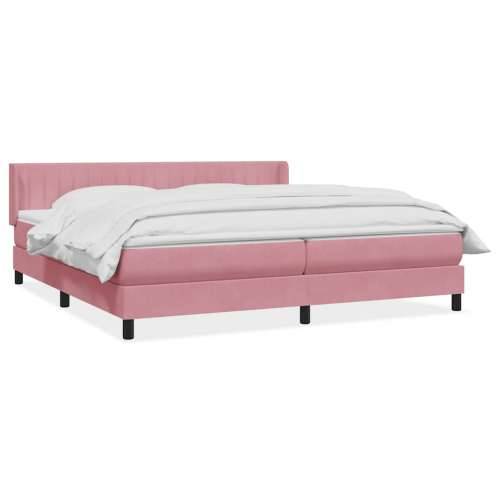 Box Spring krevet s madracem ružičasti 180x220 cm samt - Ružičasta 180 x 220 cm Okomite pruge Cijena