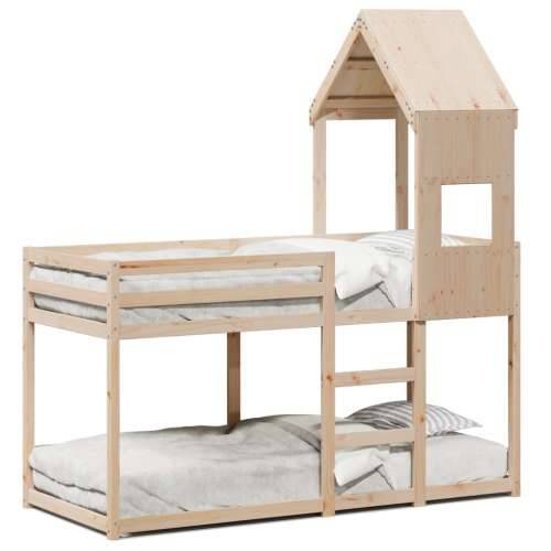Krevet na kat s krovom 90 x 190 cm od masivne borovine - Prirodna 90 x 190 cm Cijena